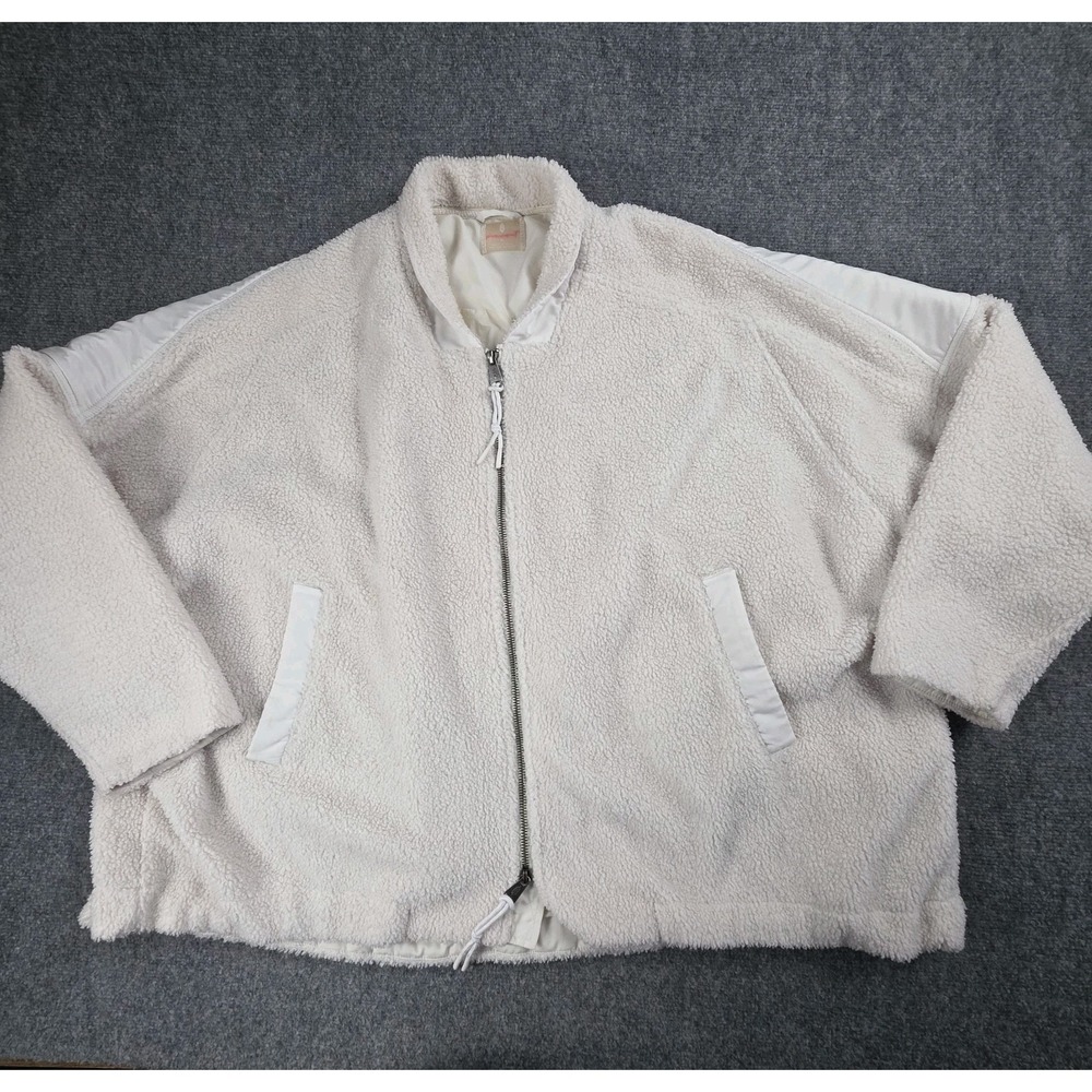 Free People Movement XL Jacket Ivory Oversized Sherpa Fleece Full Zip Cozy‎ Coat - Picture 5 of 12